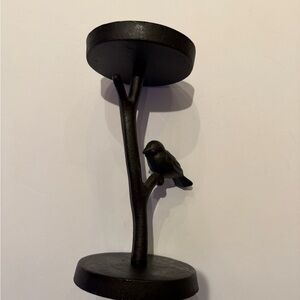 Black Bird Candle Pillar Metal Tree Branch Wide